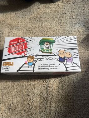 Trial by Trolley Party Game - Cyanide & Happiness - White/Green Artwork